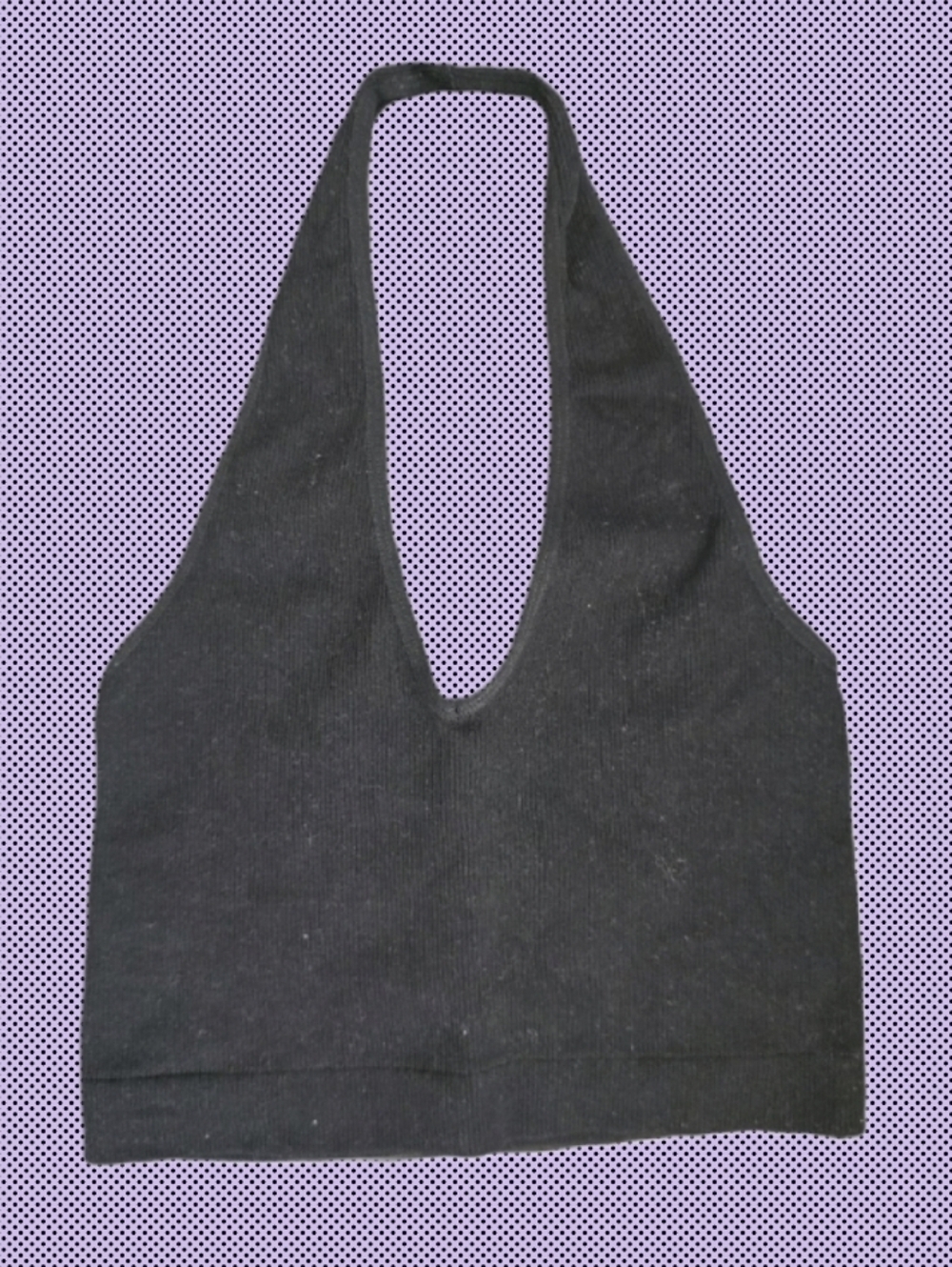 Black Ribbed Halter Crop Top